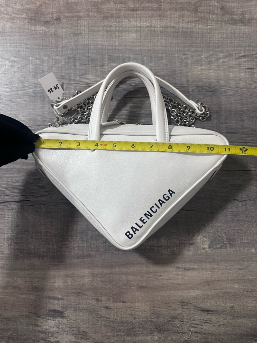 34-26 Balenciaga Triangle Chain Duffle Calfskin Leather Shoulder Bag - Picture 13 of 14